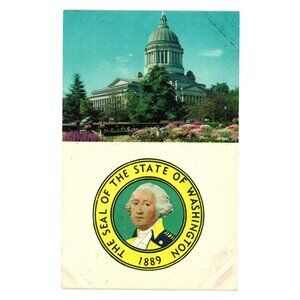 State Capitol Olympia Washington Postcard Seal Of State 1889 Ellis Dexter Press